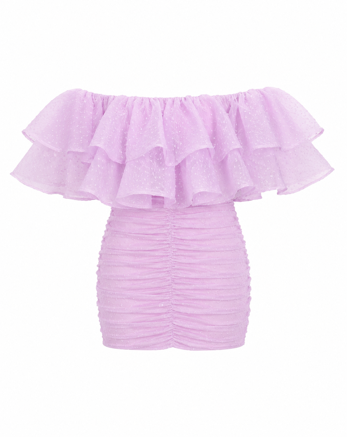 Bello Edu Lavender organza ruched mini dress
