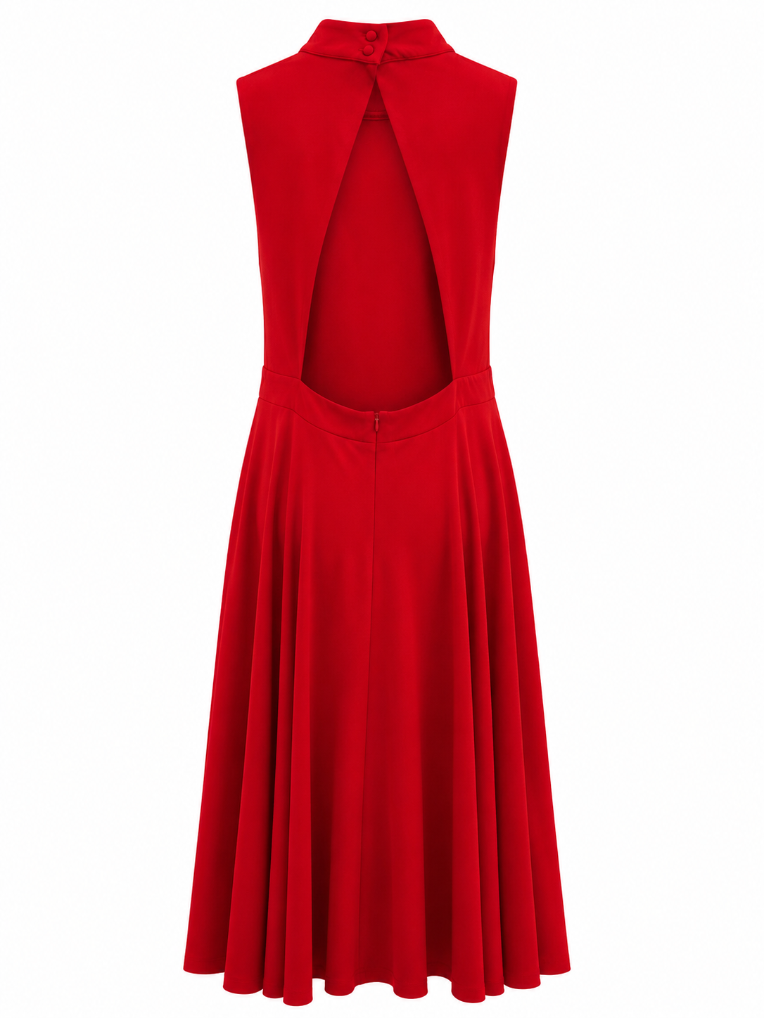 RED SLEEVELESS FIT AND FLARE MIDI DRESS