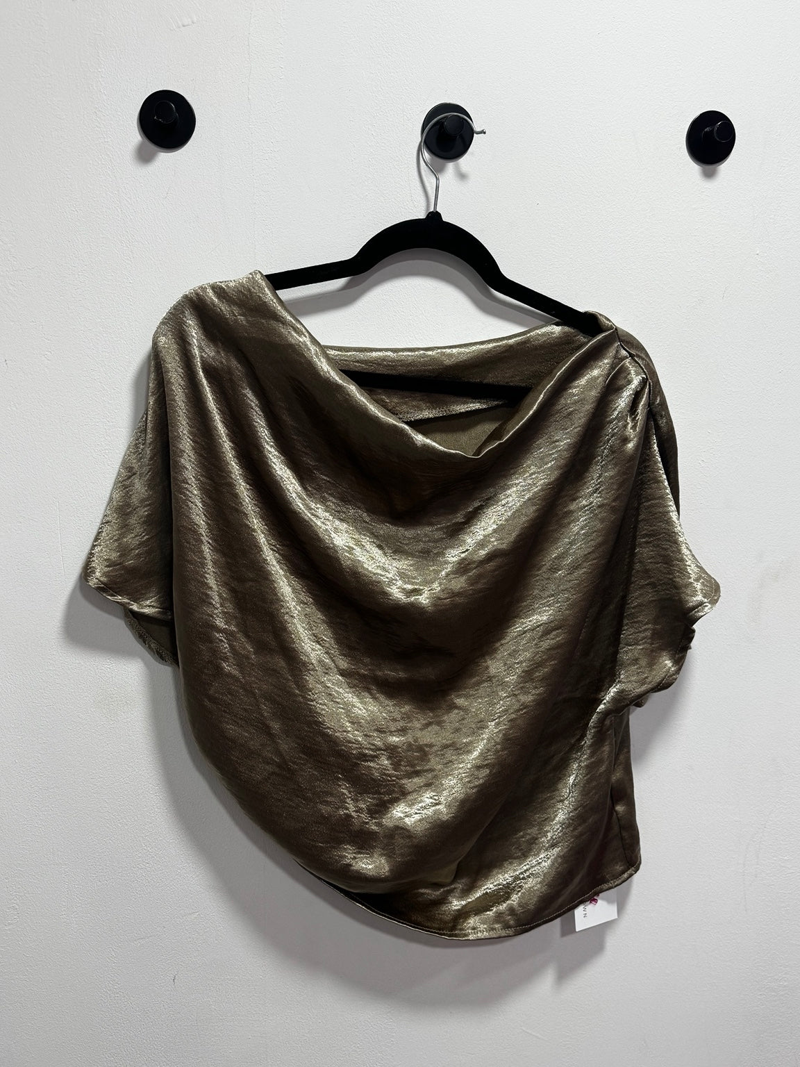 Metallic Draped Cowl-Neck Top