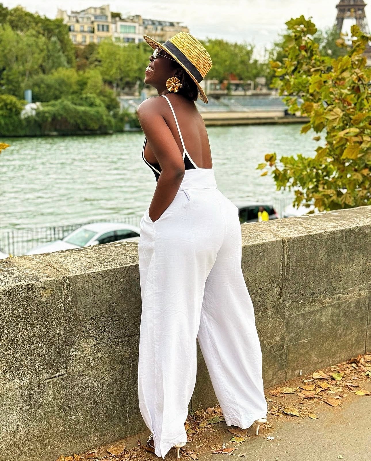 WHITE LINEN BARKERSWOODE TROUSERS