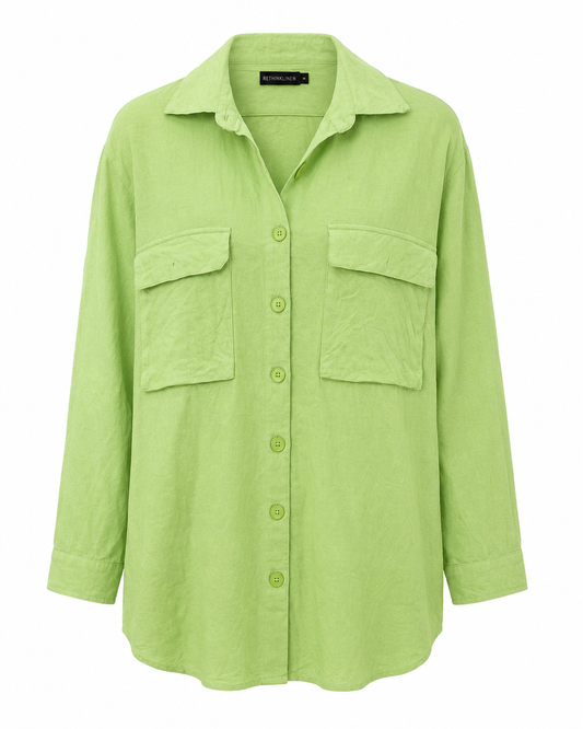 LINEN UTILITY BUTTON DOWN SHIRT