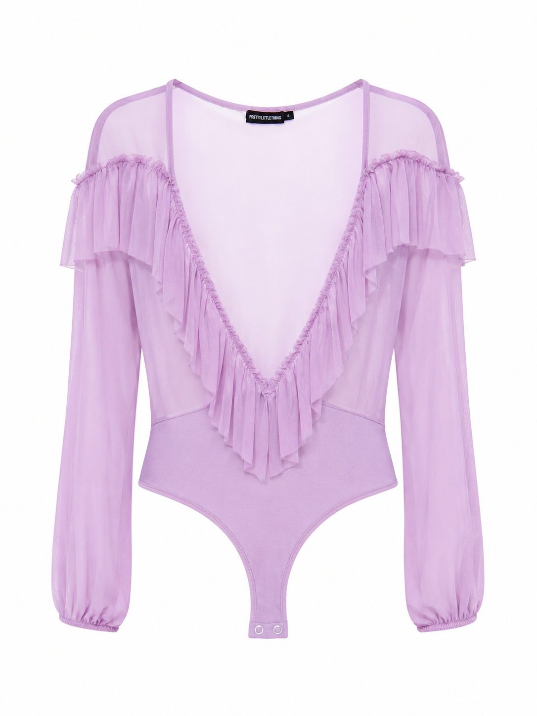 PrettyLittleThing Sheer Ruffle Bodysuit