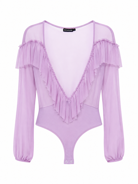 PrettyLittleThing Sheer Ruffle Bodysuit