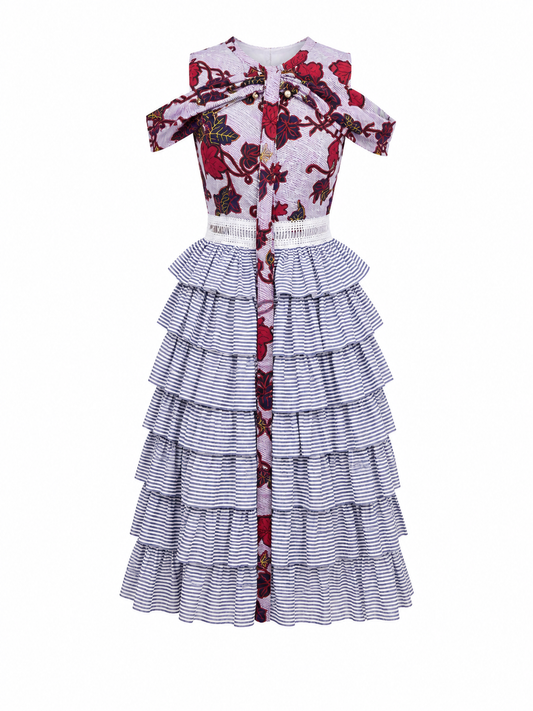 Burgundy african print christie brown sleeveless tiered dress