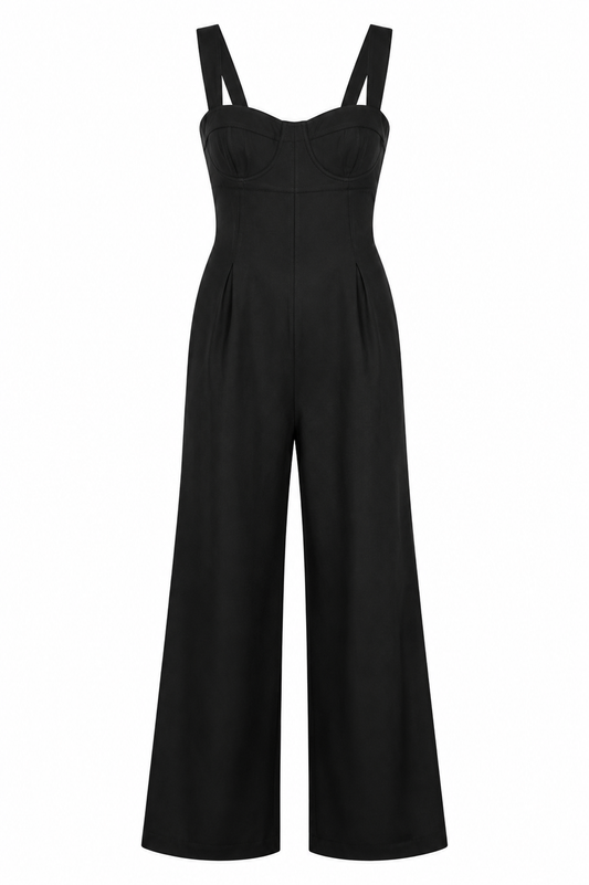 BLACK ZARA LINEN JUMPSUIT