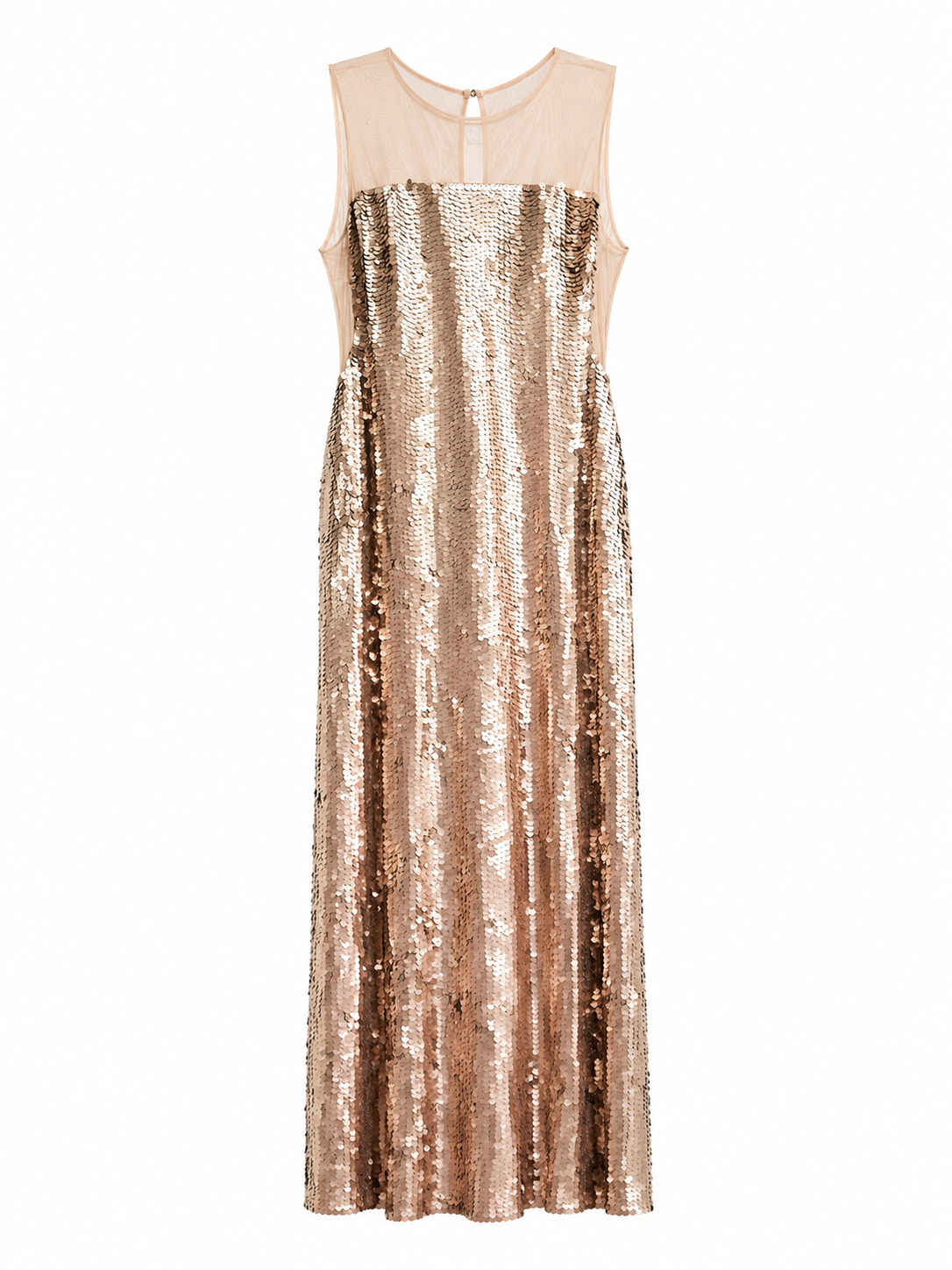 SEQUIN BCBG MAXAZRIA GOWN WITH MESH DETAIL