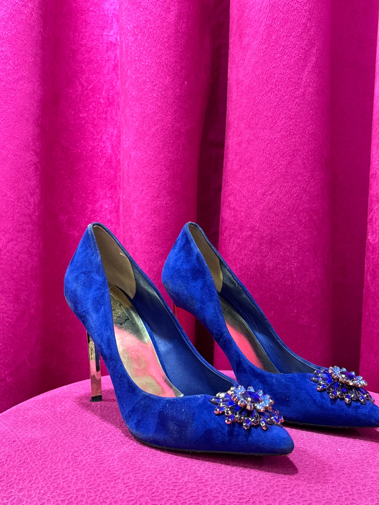Blue suede embellished Ted Baker pumps