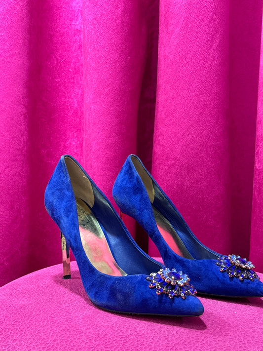 Blue suede embellished Ted Baker pumps