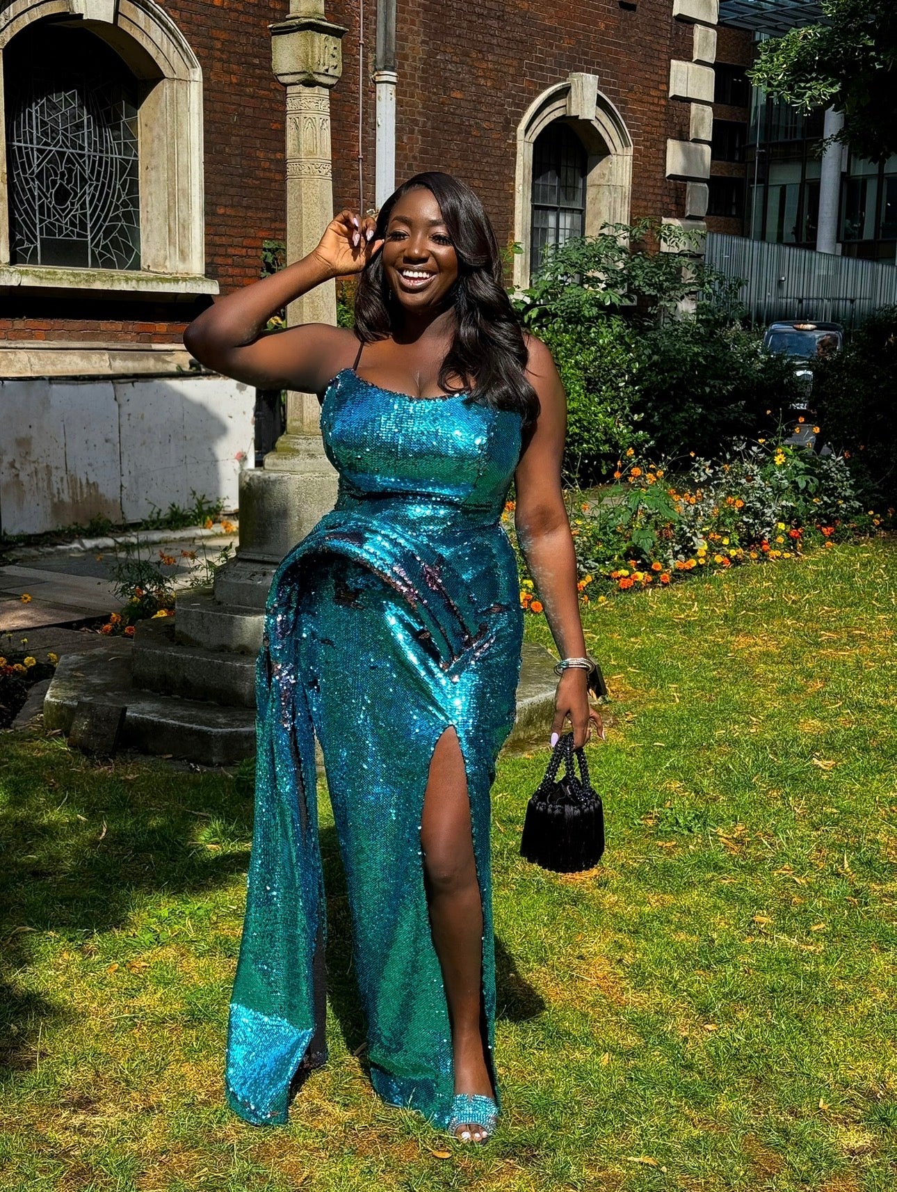 Lush Lahai Custom Teal Sequin Gown