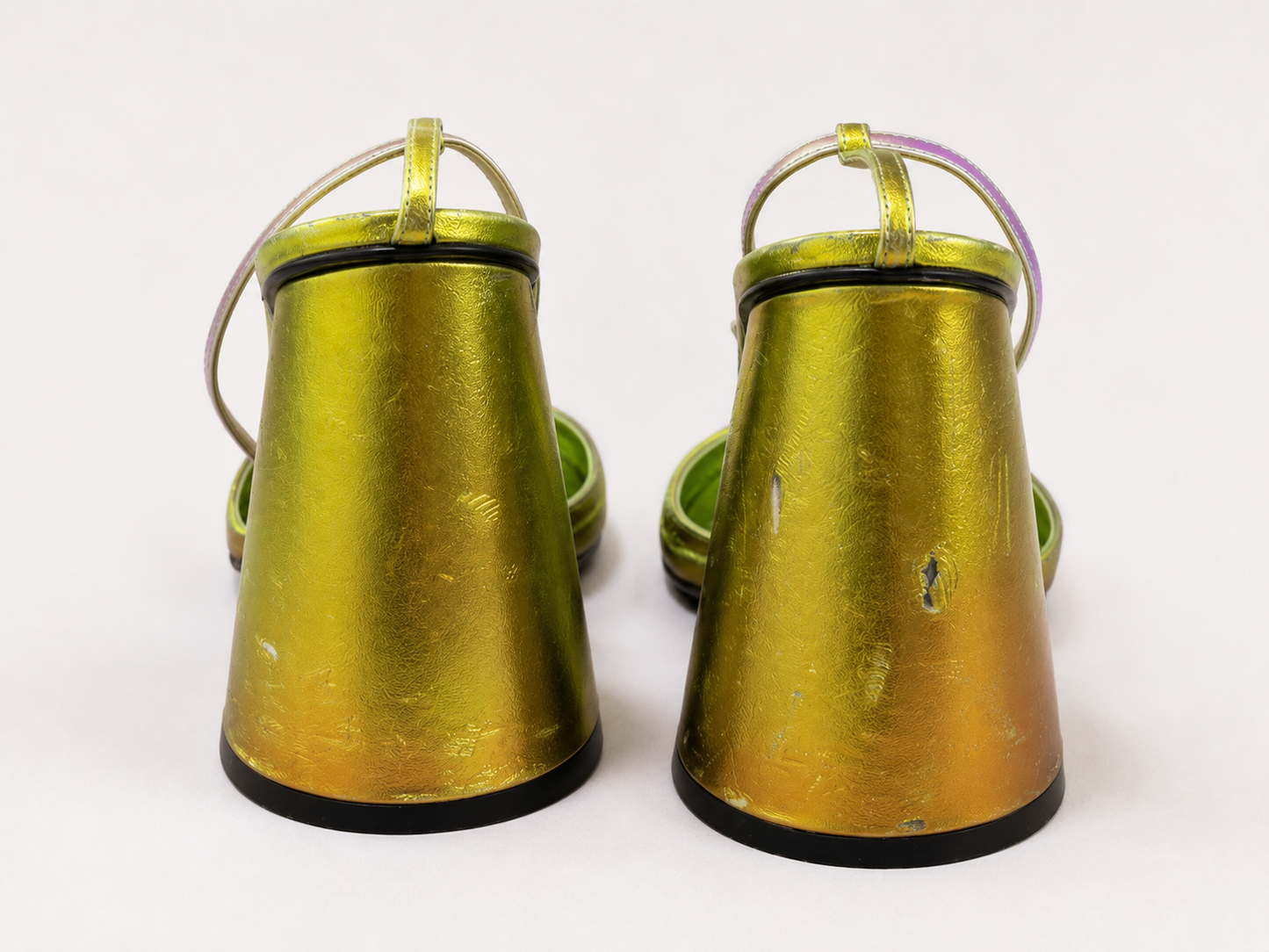 The Attico Metallic Lime Cone Heel Pumps