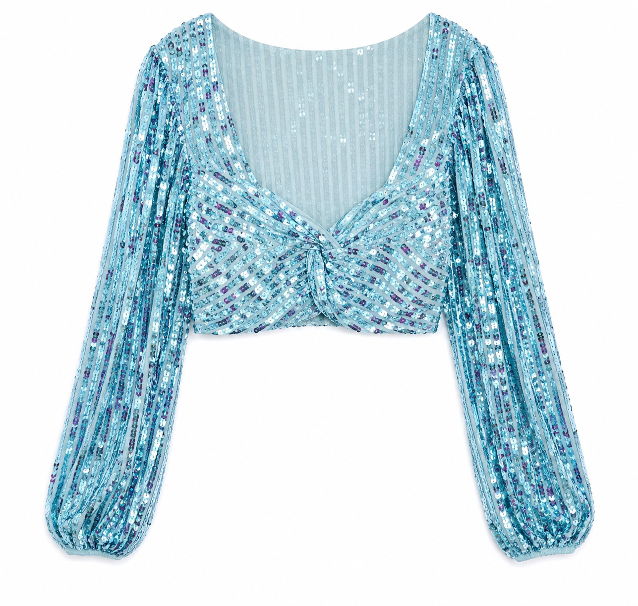 Blue Asos Sequin Twist Front Crop Top (New)
