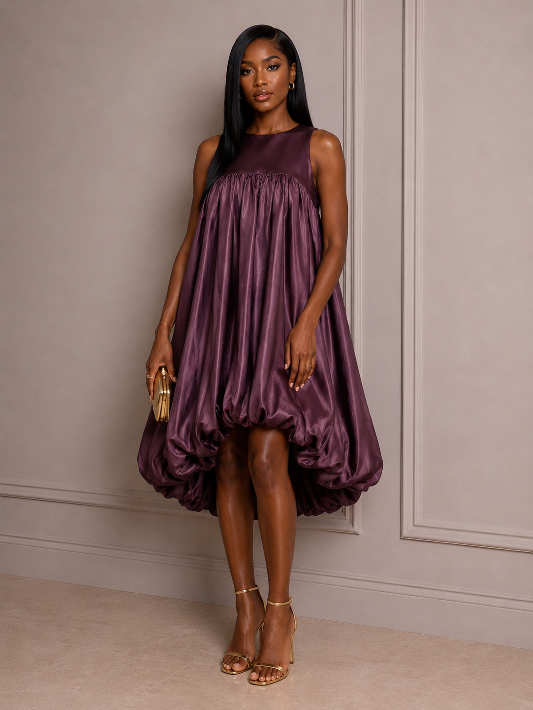 PLUM BUBBLE MINI DRESS