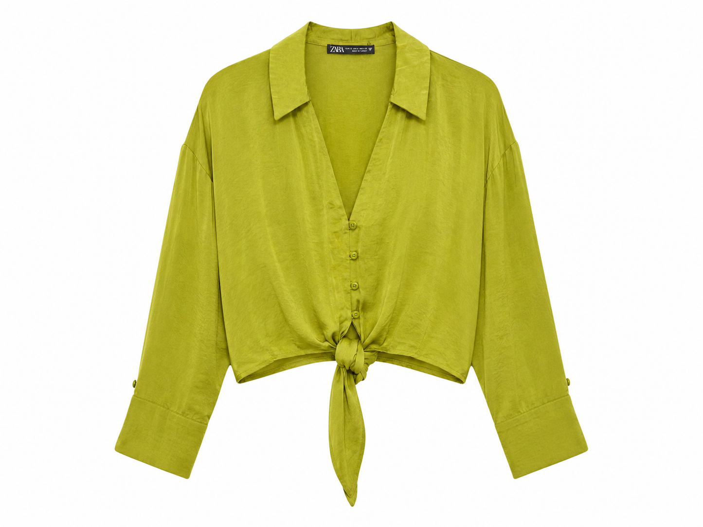 LIME GREEN ZARA CROP SHIRT