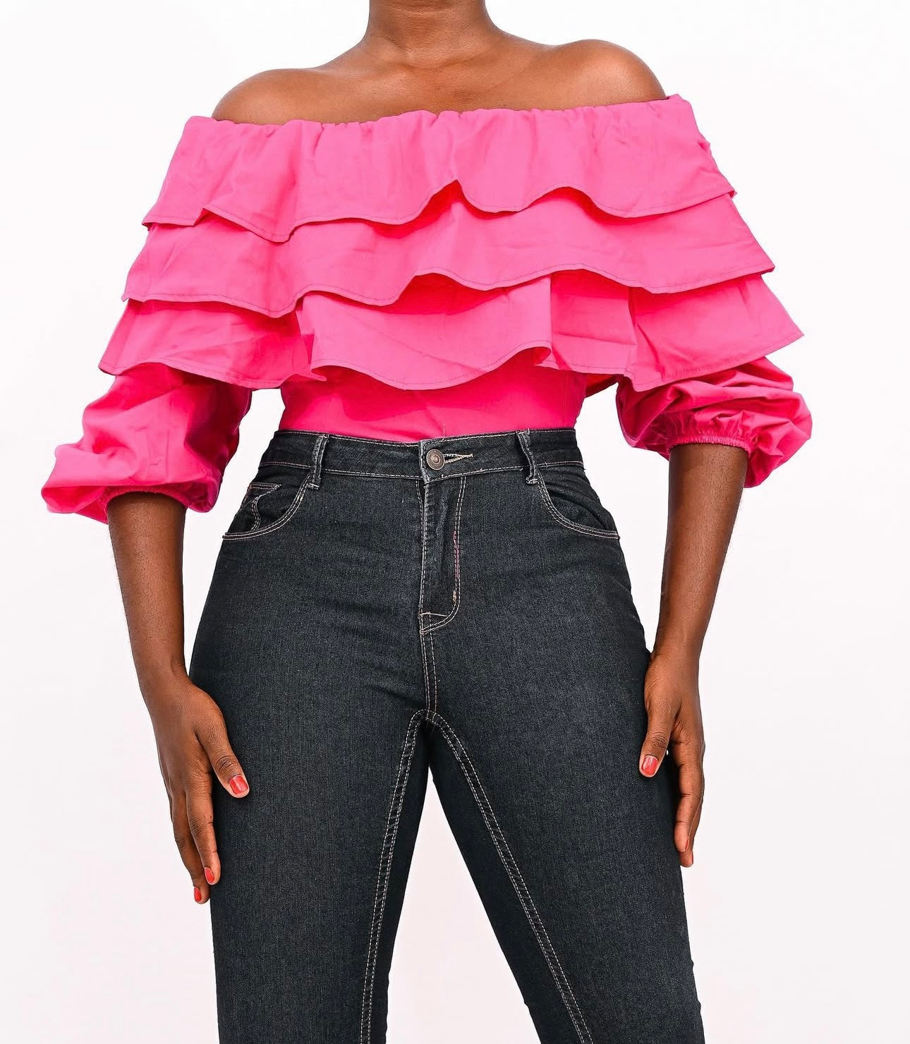 Off shoulder long sleeve top