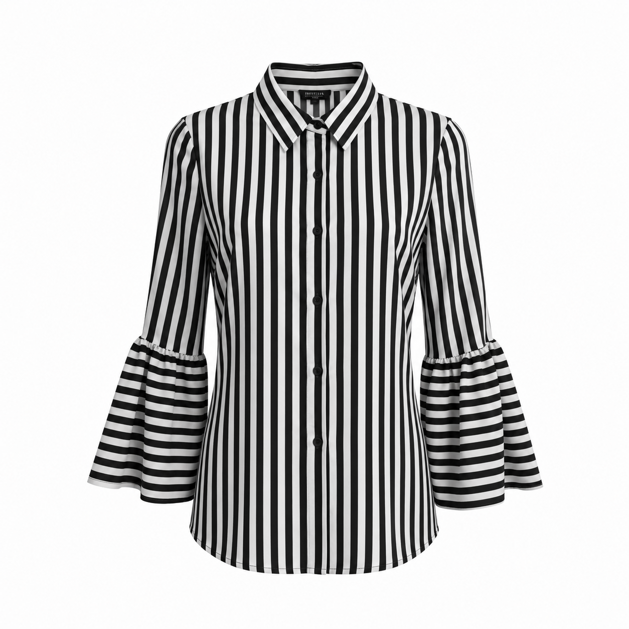 Missguided Black & White Stripe Bell Sleeve Blouse