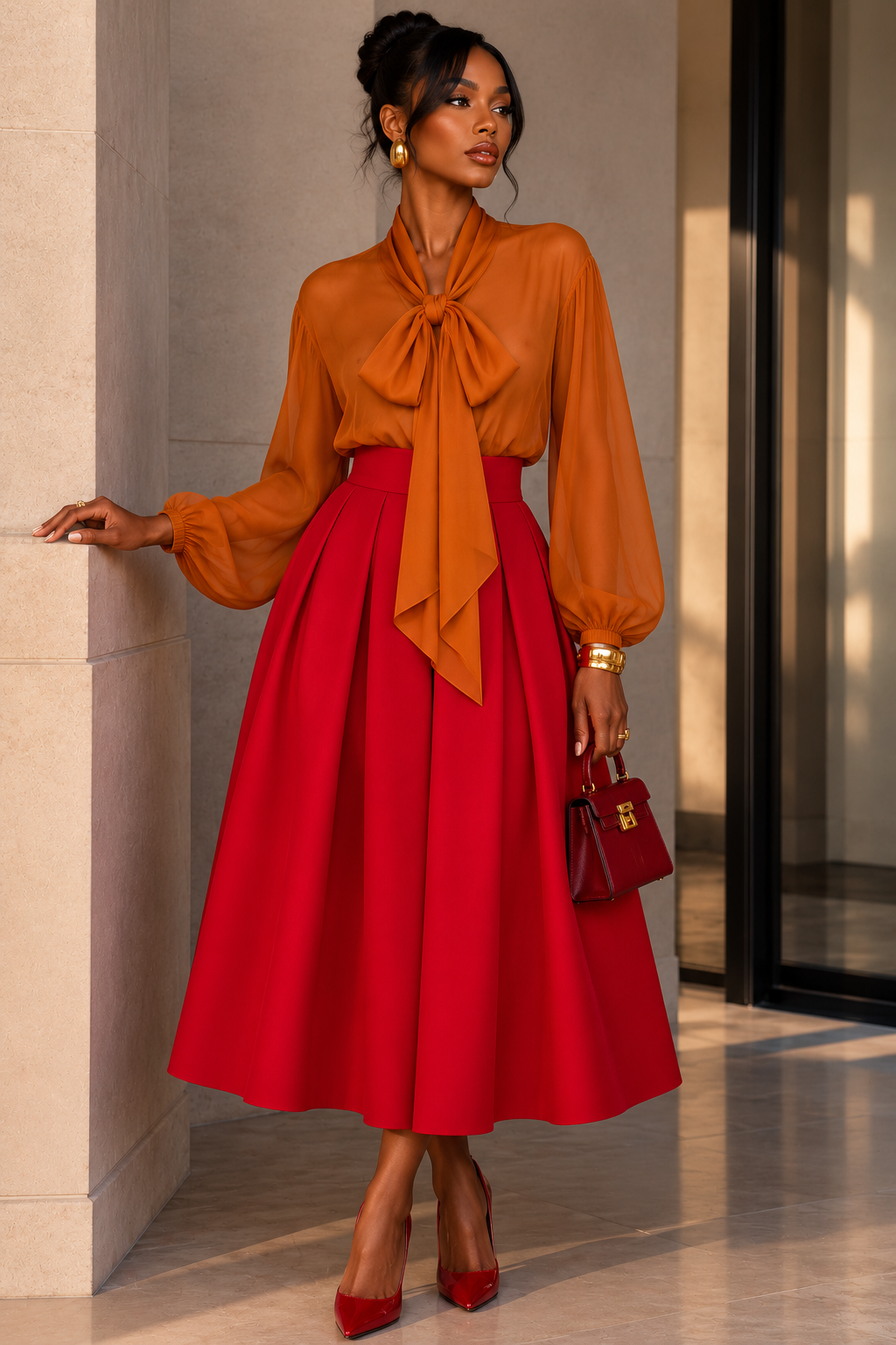 February by Serwaa tie neck blouse