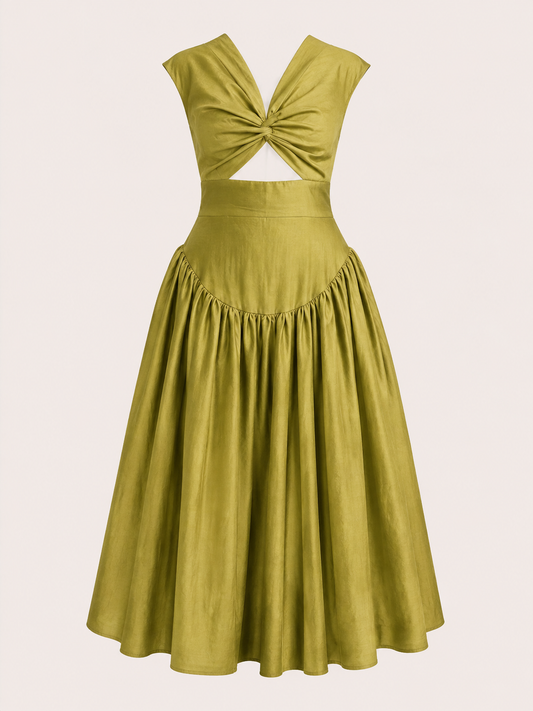 GREEN MOTTHELABEL KEYHOLE MIDI DRESS