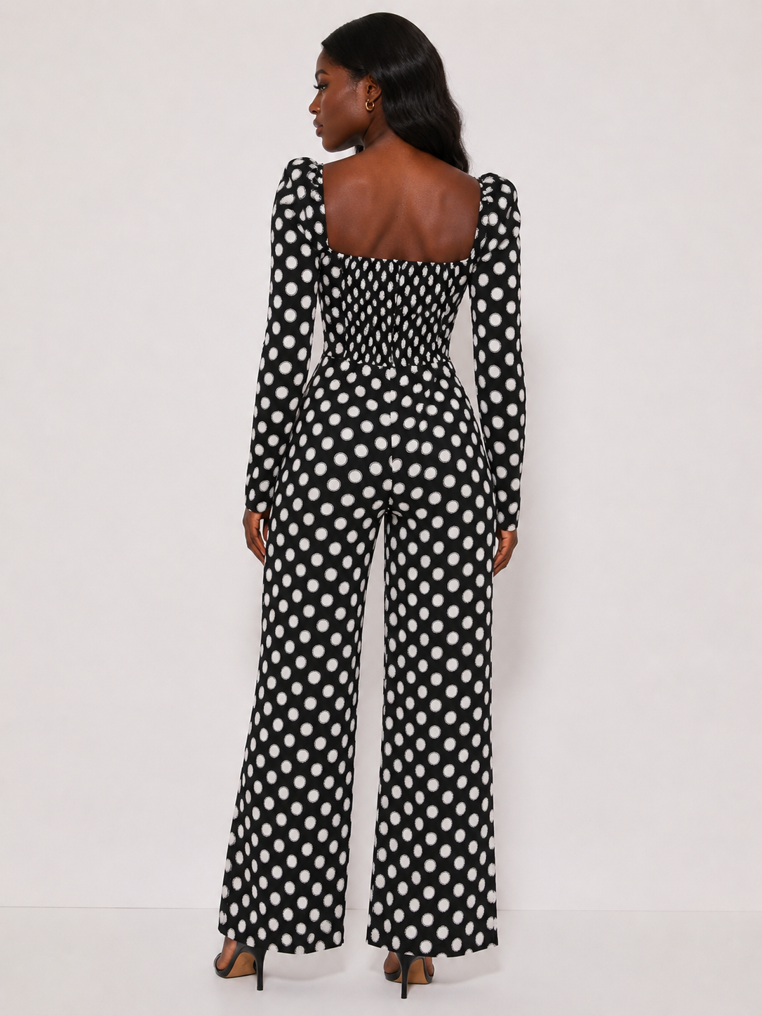 Dark Pink Polka Dot Wide-Leg Jumpsuit with keyhole