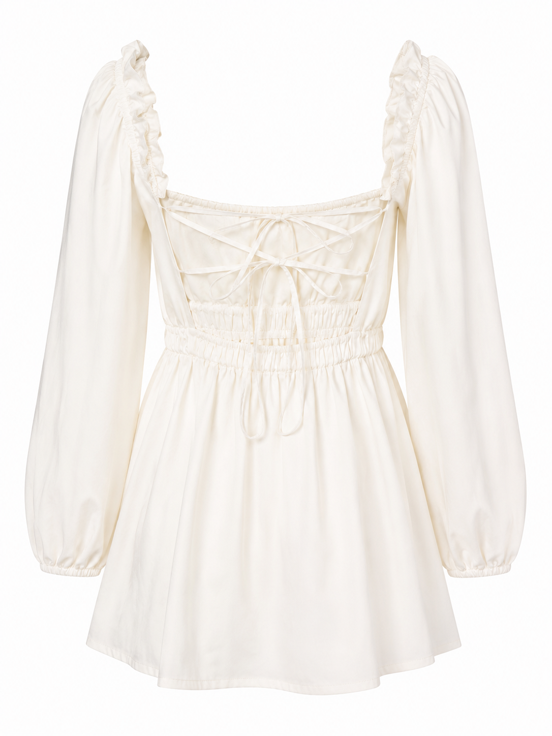 WHITE MINI DRESS WITH LACE-UP BACK