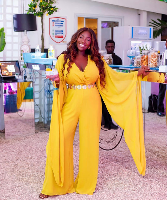 Exaggerated flare sleeve jumpsuit