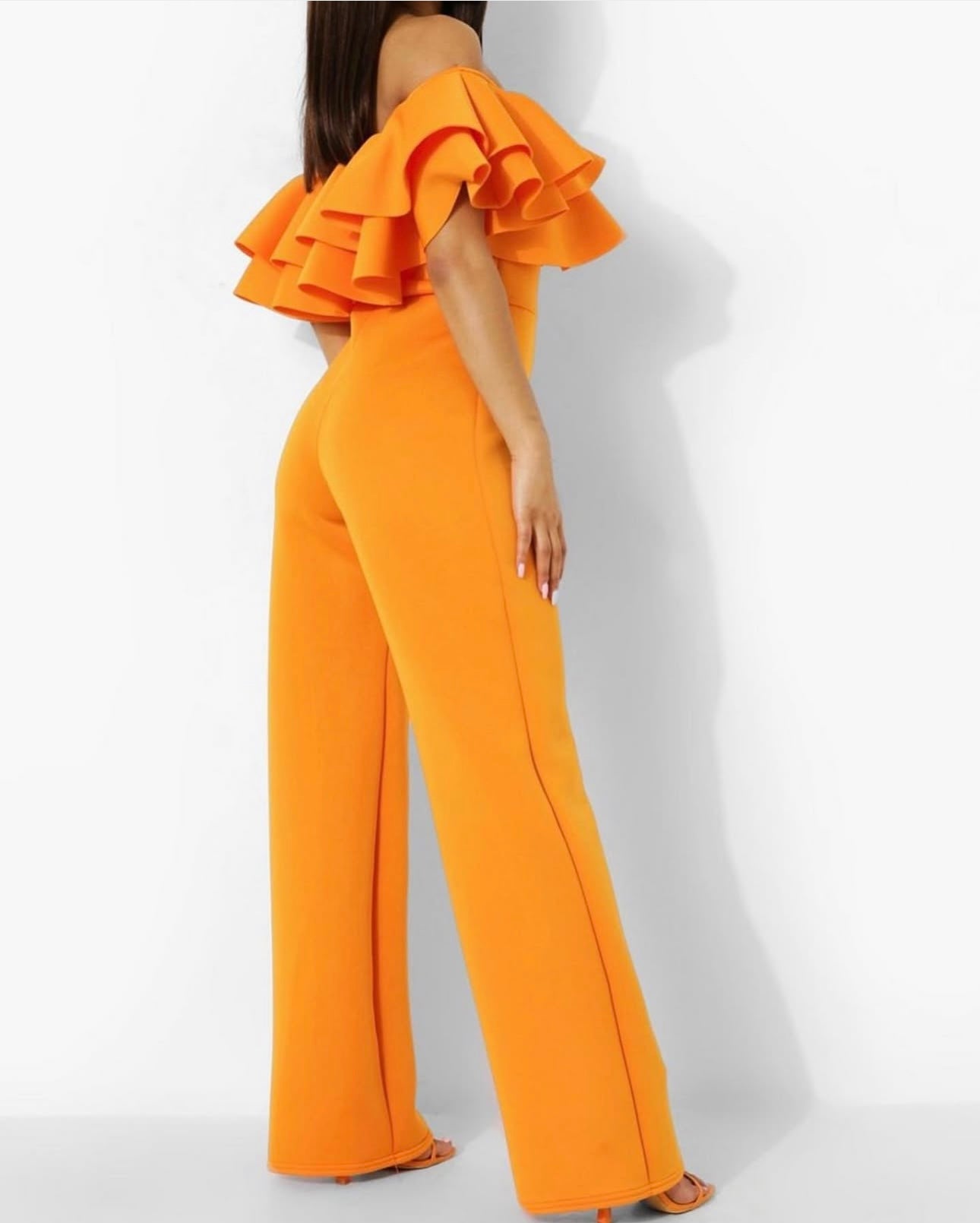 ruffle off shoulder jumpsuit