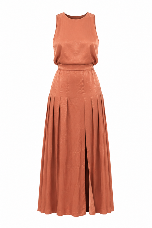 Rust Asos sleeveless midi dress with open back