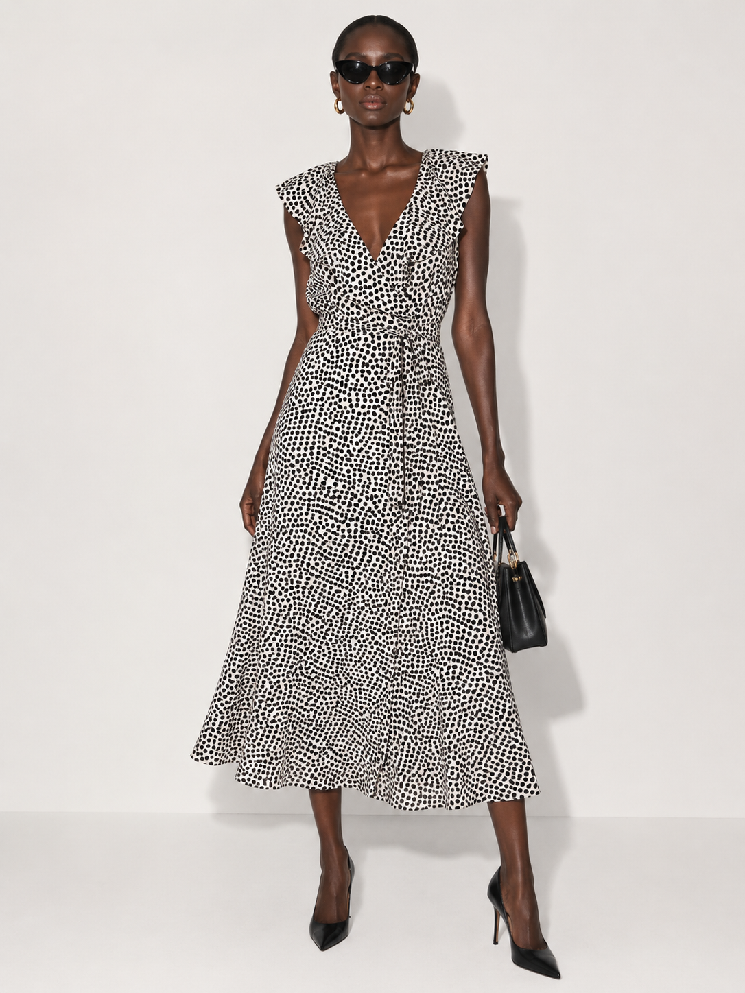 Mango polkadot wrap dress