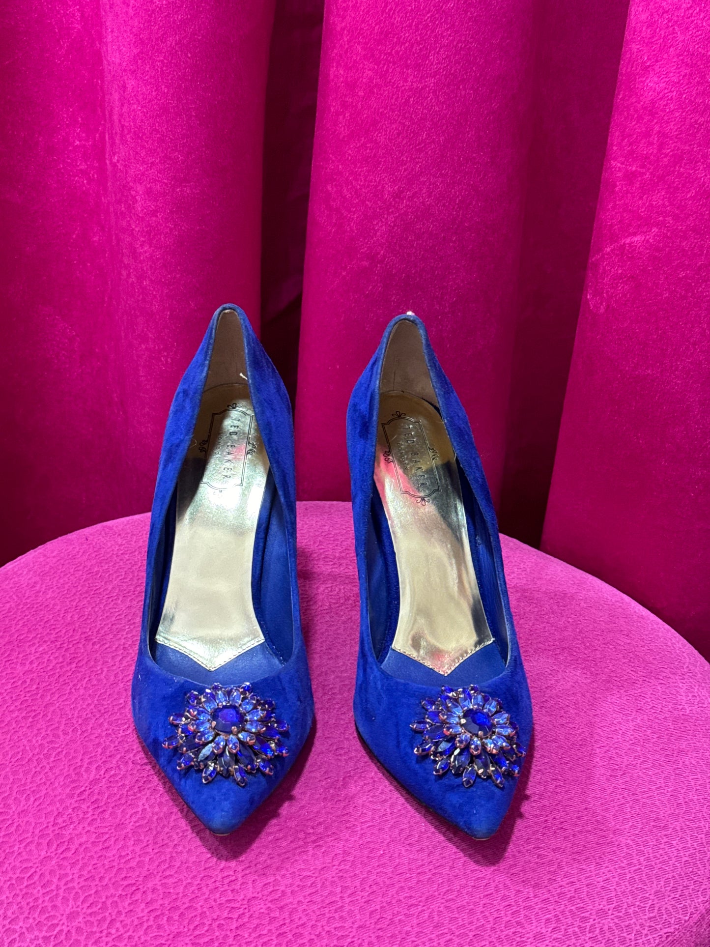 Blue suede embellished Ted Baker pumps