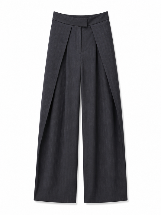 Navy pinstripe Zara pleated trousers (NBW)