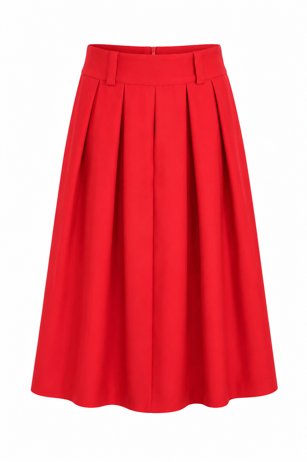 Statement Red Pleated Skirt