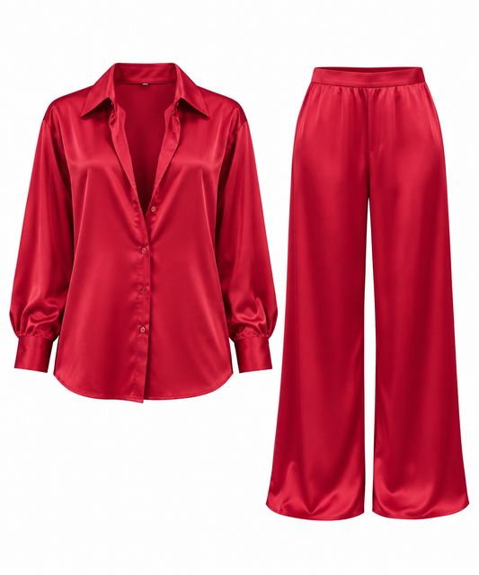 Rust silk Lokita PJ co-ord set