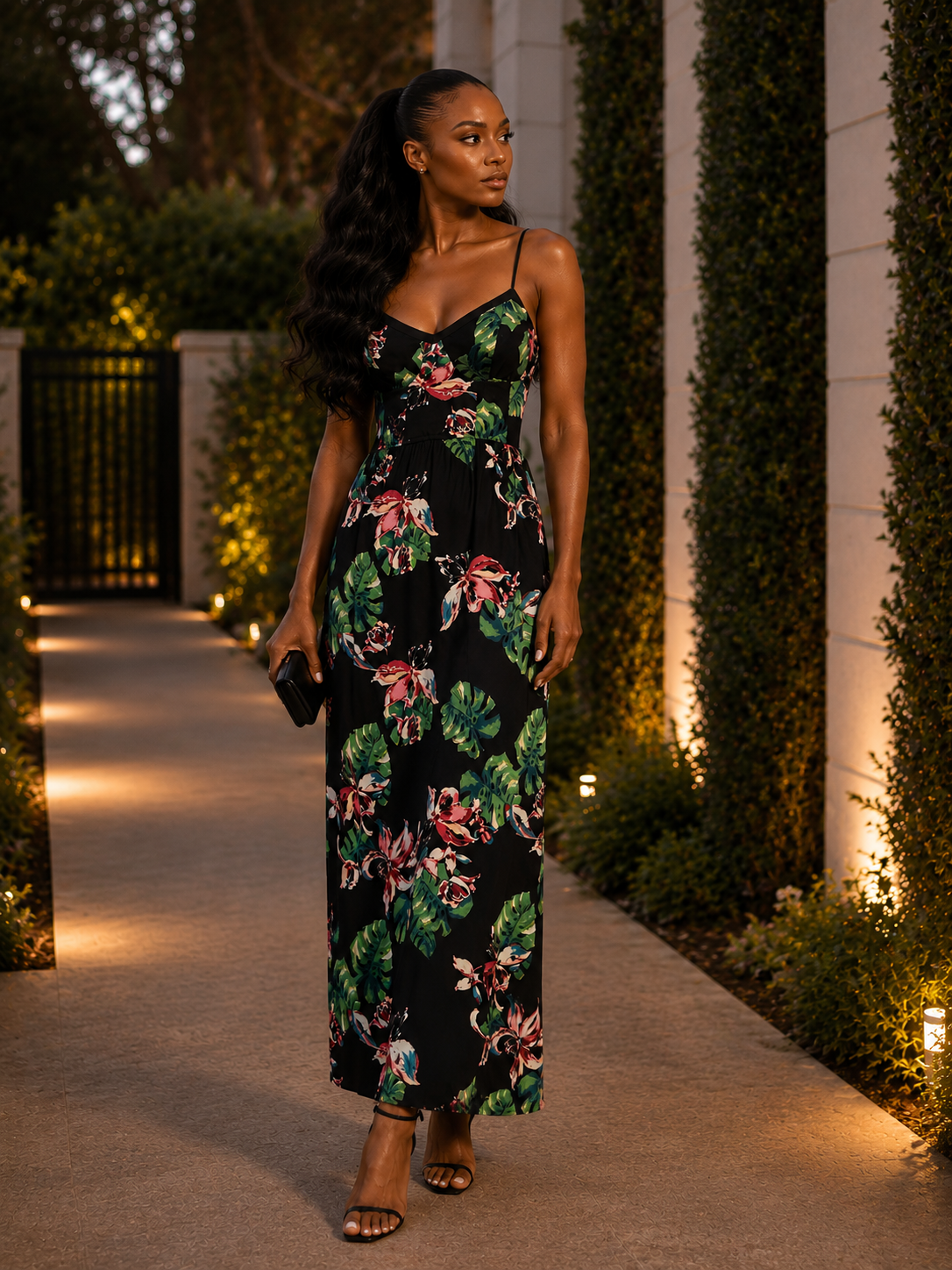 FLORAL SPAGHETTI STRAP MAXI DRESS