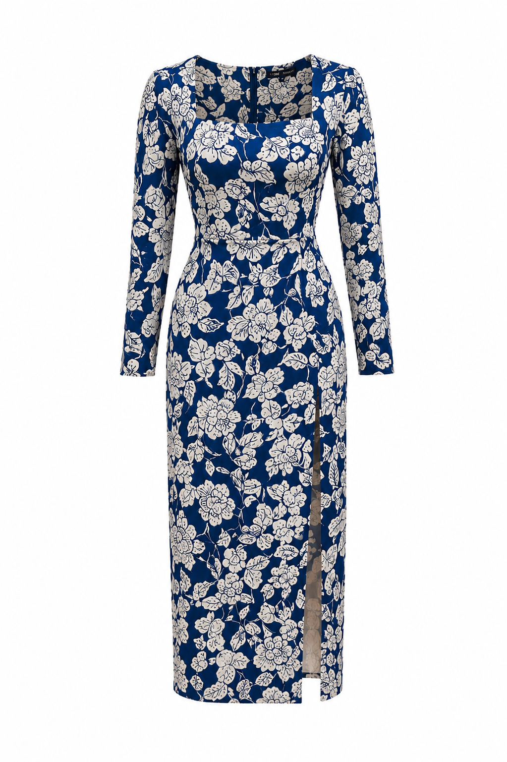 Blue and white floral Zara midi dress