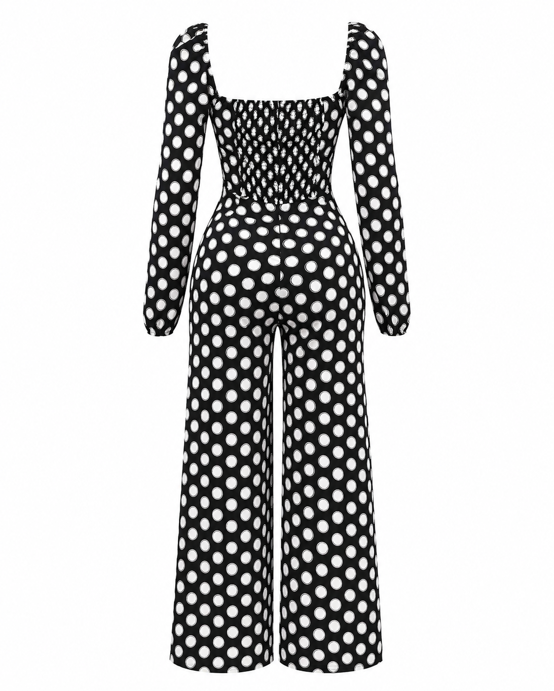 Dark Pink Polka Dot Wide-Leg Jumpsuit with keyhole
