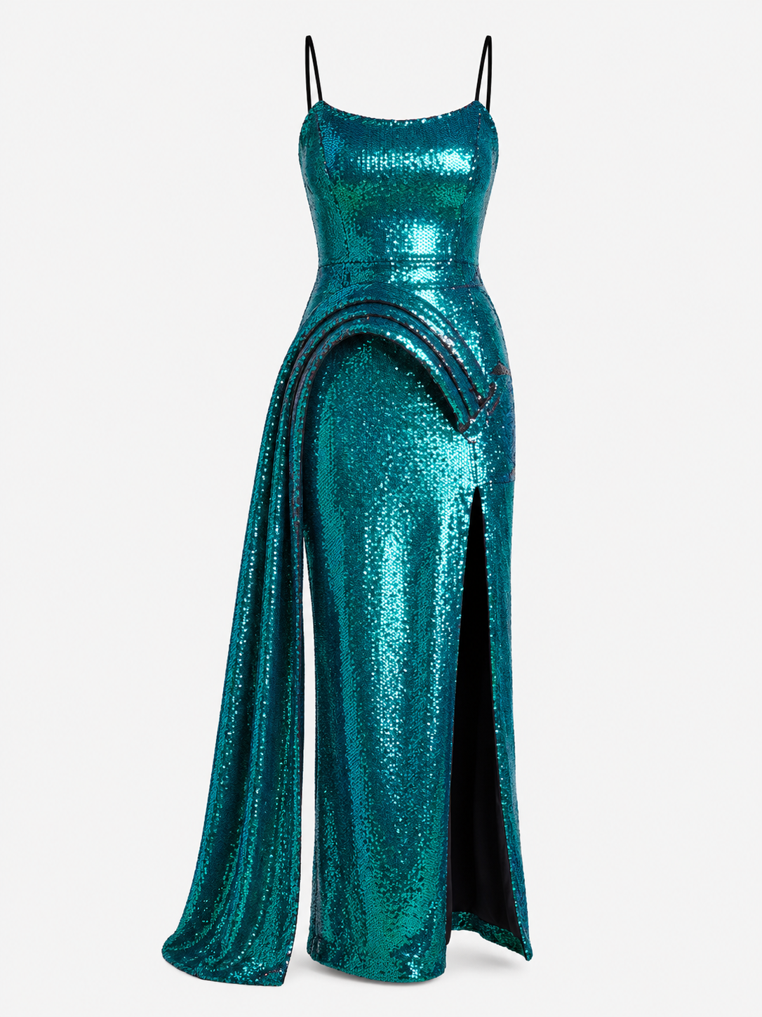 Lush Lahai Custom Teal Sequin Gown
