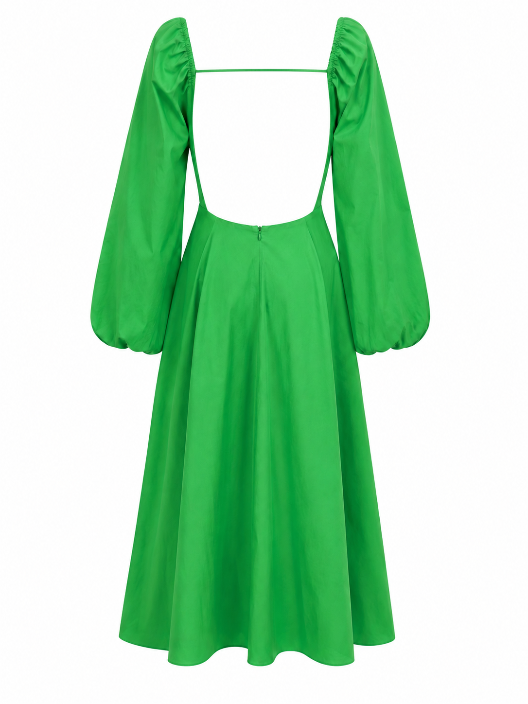 GREEN NASTYGAL LONG PUFF SLEEVE MIDI DRESS WITH OPEN BAG