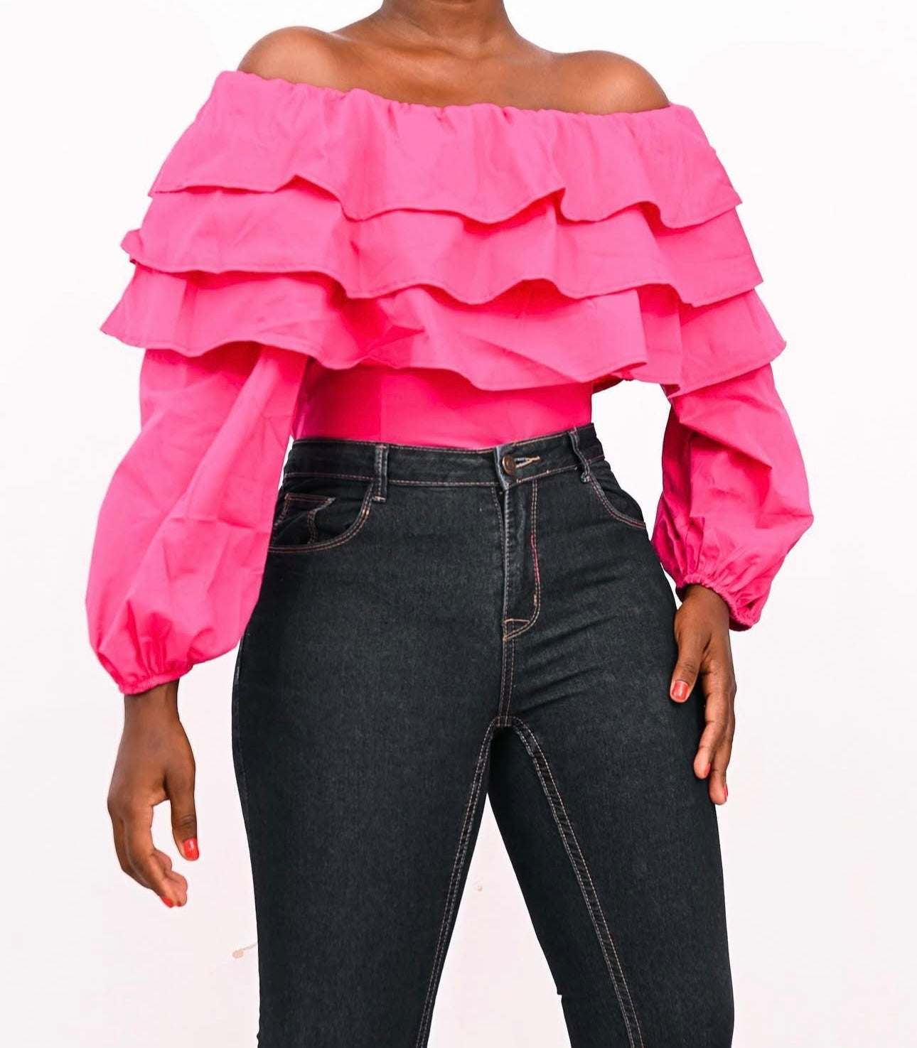 Off shoulder long sleeve top