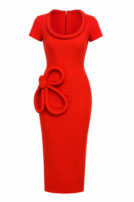 Vexxels red midi dress