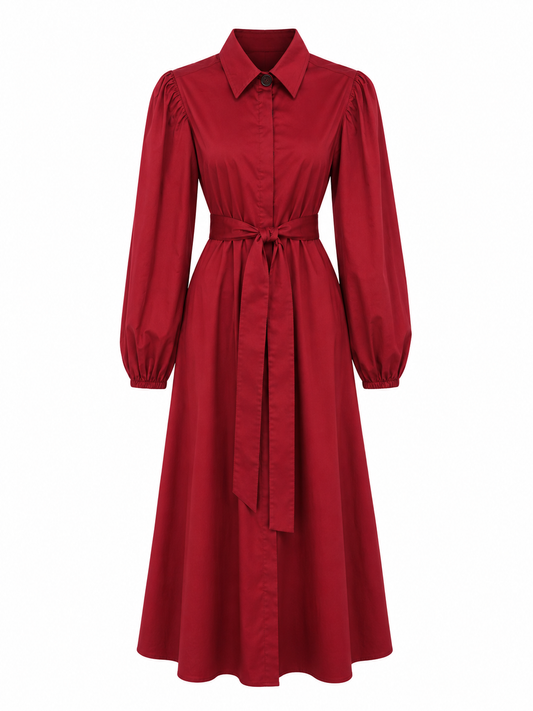 KAI COLLECTIVE LONG PUFF SLEEVE MAXI SHIRT DRESS