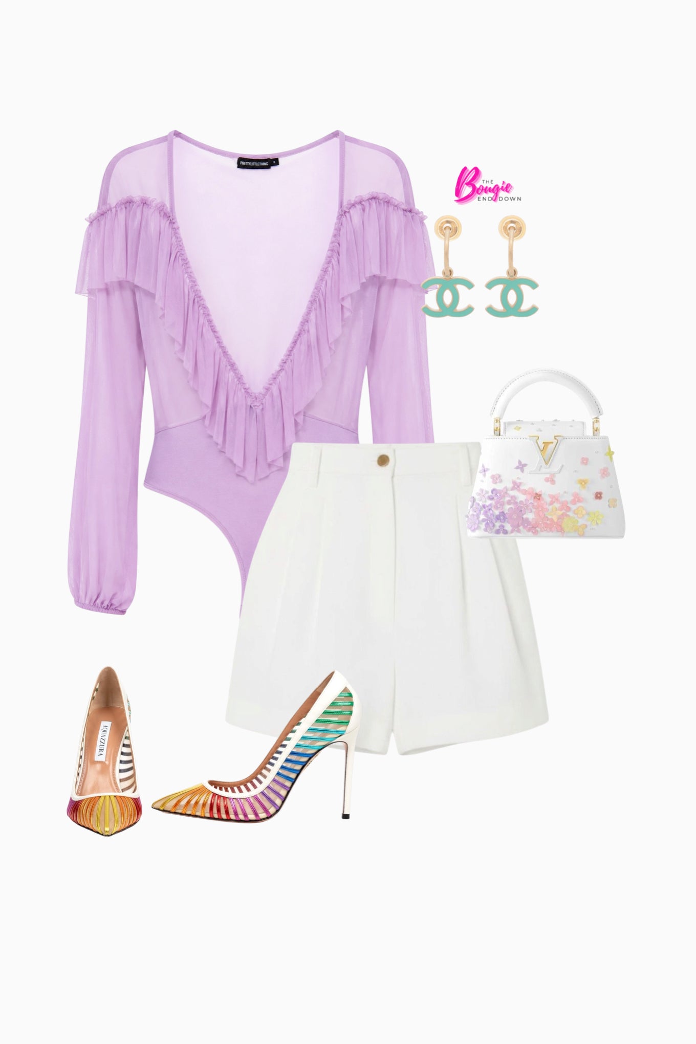 PrettyLittleThing Sheer Ruffle Bodysuit