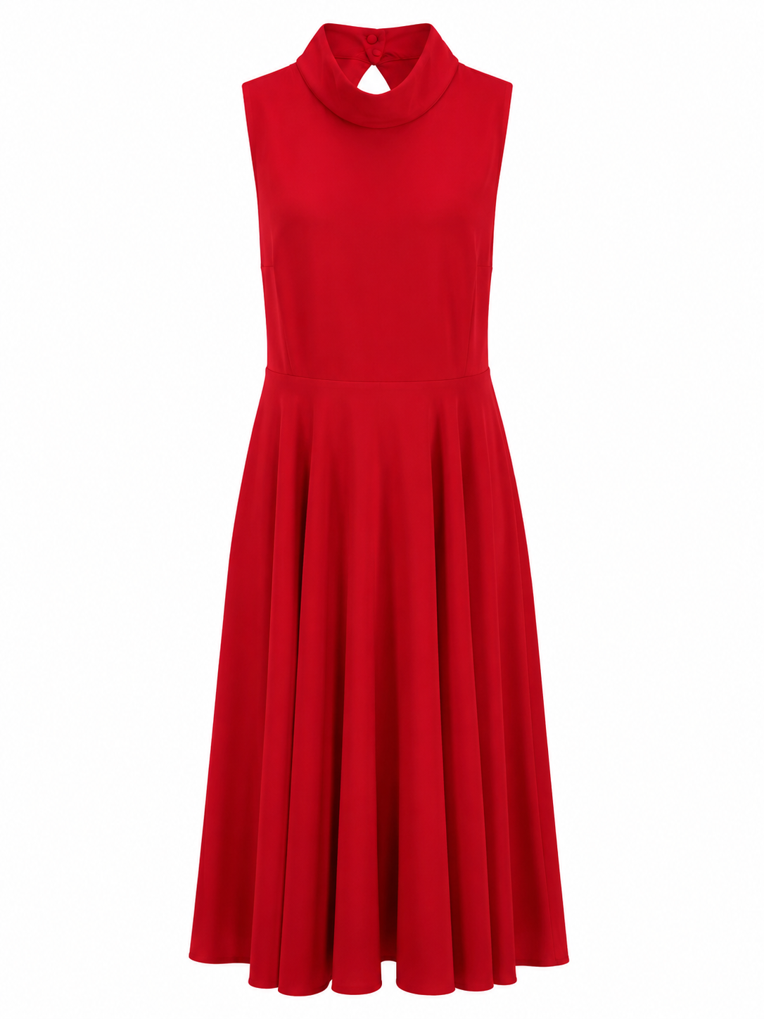 RED SLEEVELESS FIT AND FLARE MIDI DRESS