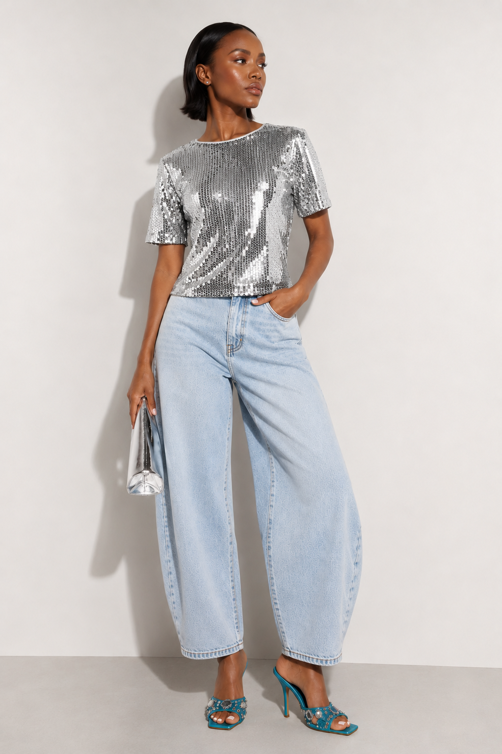 Ware Ashish silver sequin top