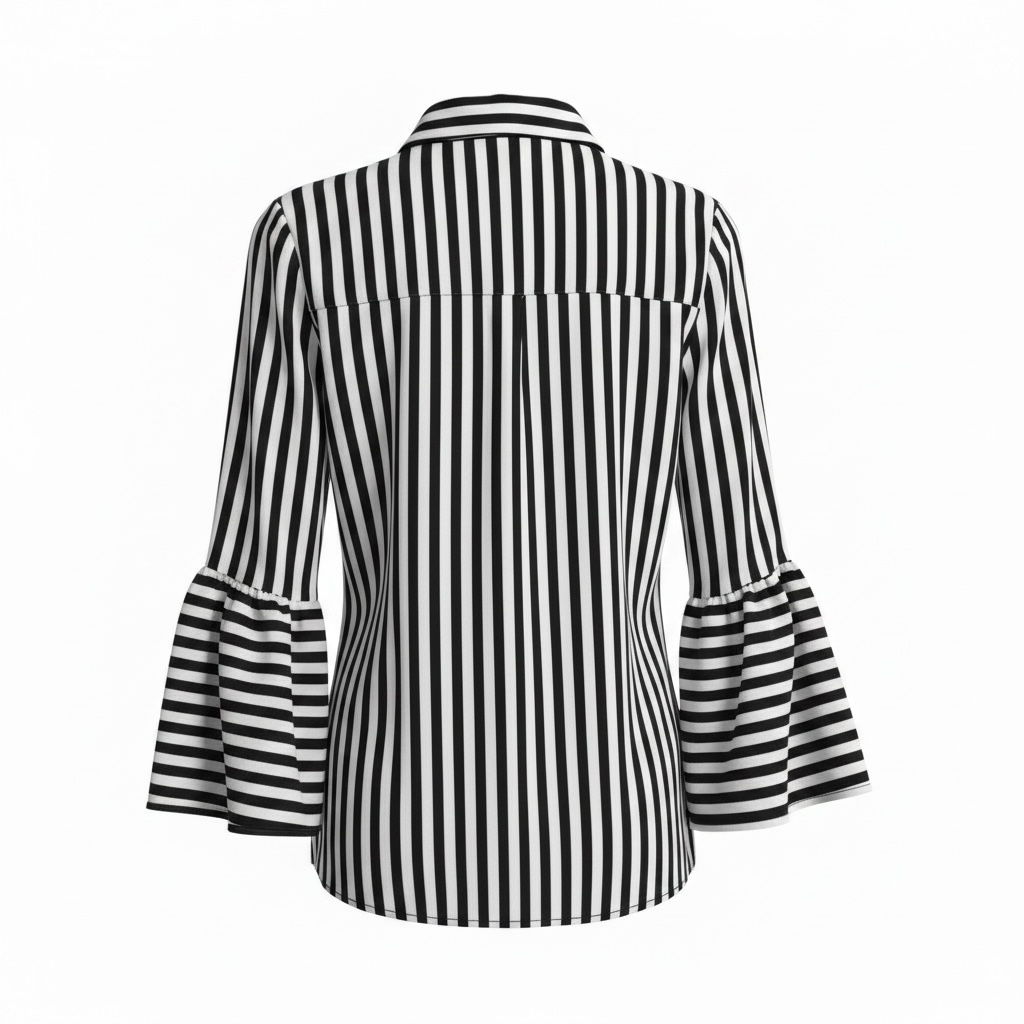 Missguided Black & White Stripe Bell Sleeve Blouse
