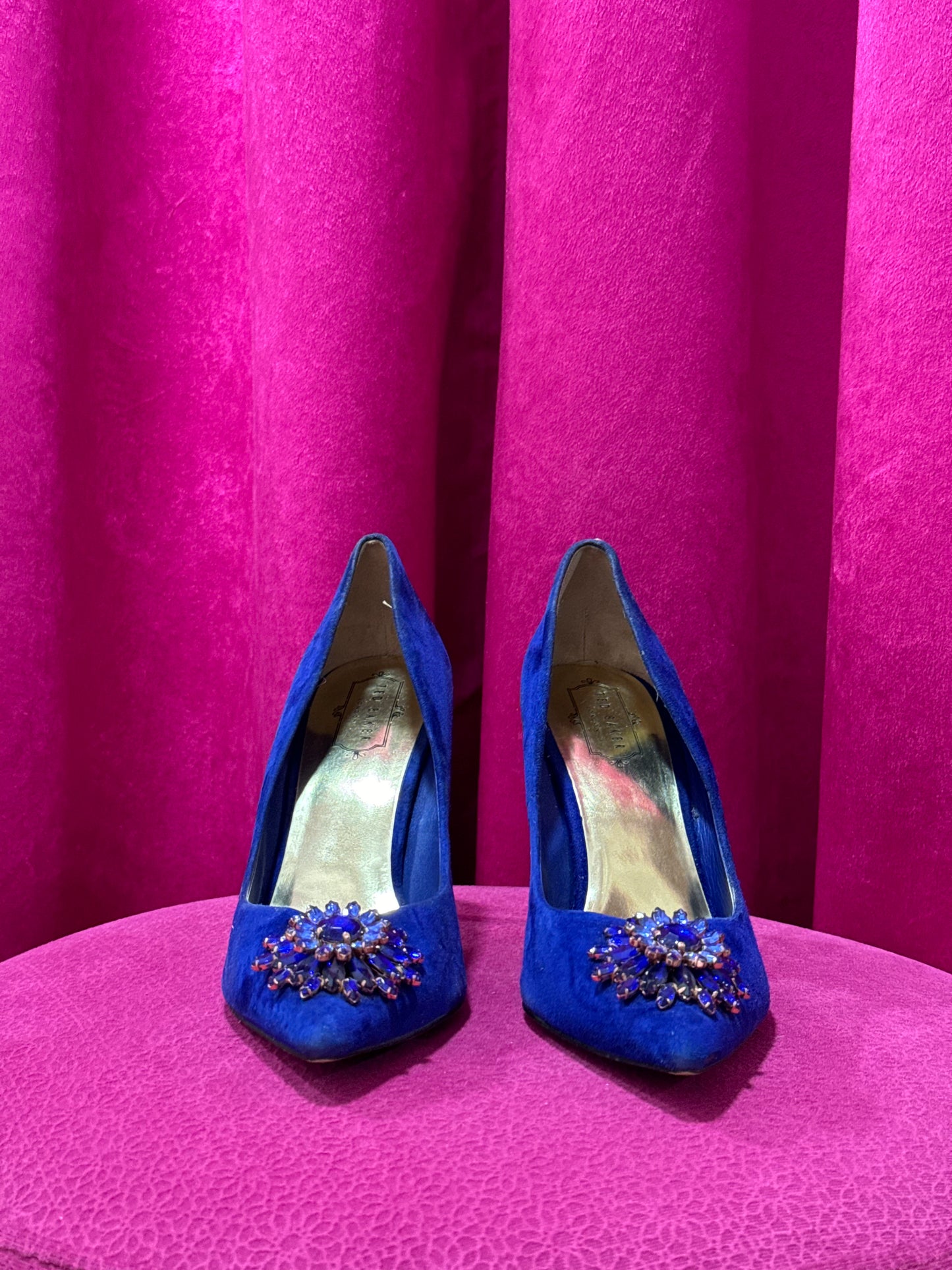 Blue suede embellished Ted Baker pumps