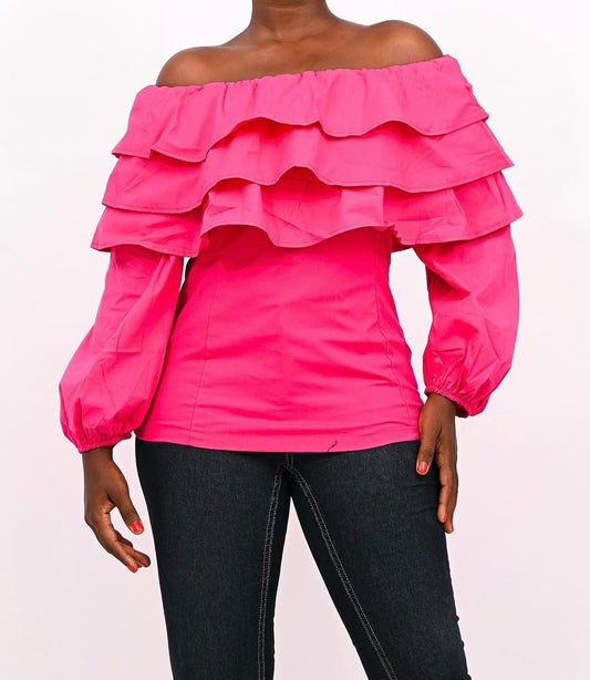 Off shoulder long sleeve top