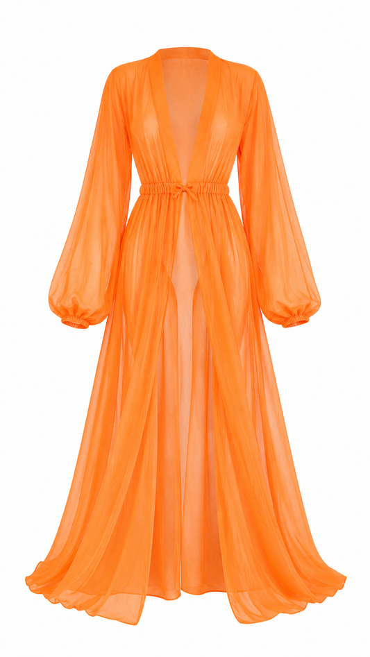 ORANGE BARKERSWOODE LONGSLEEVES BEACH COVERUP