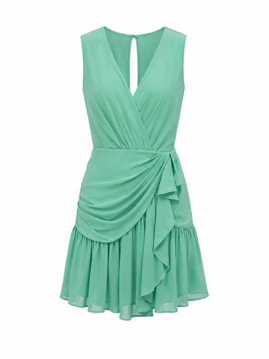 Green TFNC mini dress with ruffles
