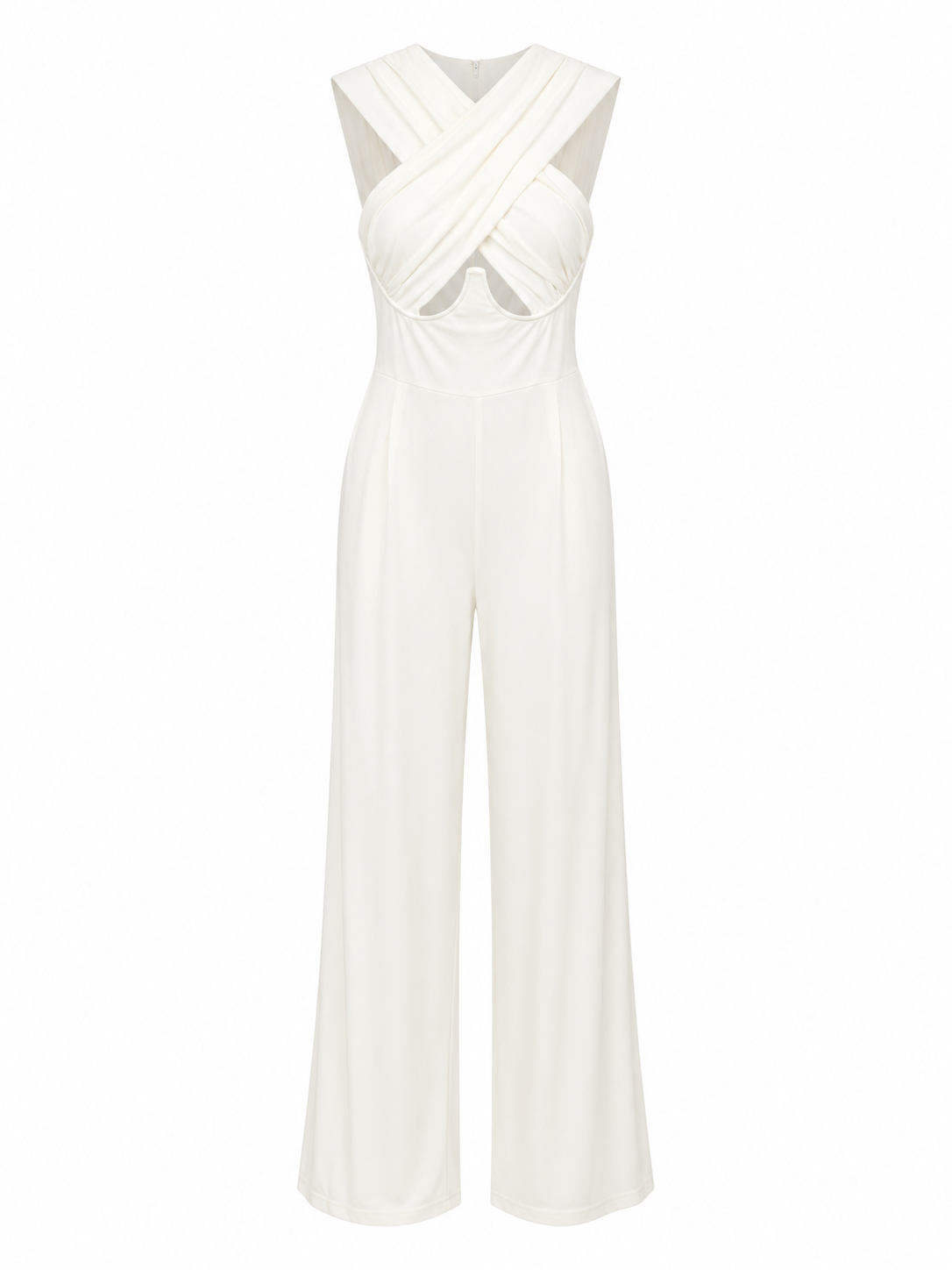 WHITE CROSS STRAP JUMPSUIT