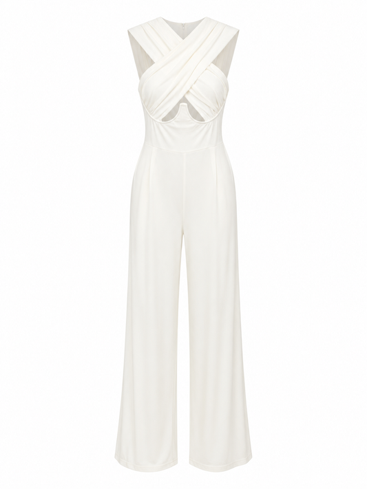WHITE CROSS STRAP JUMPSUIT