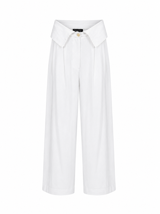 WHITE LINEN BARKERSWOODE TROUSERS